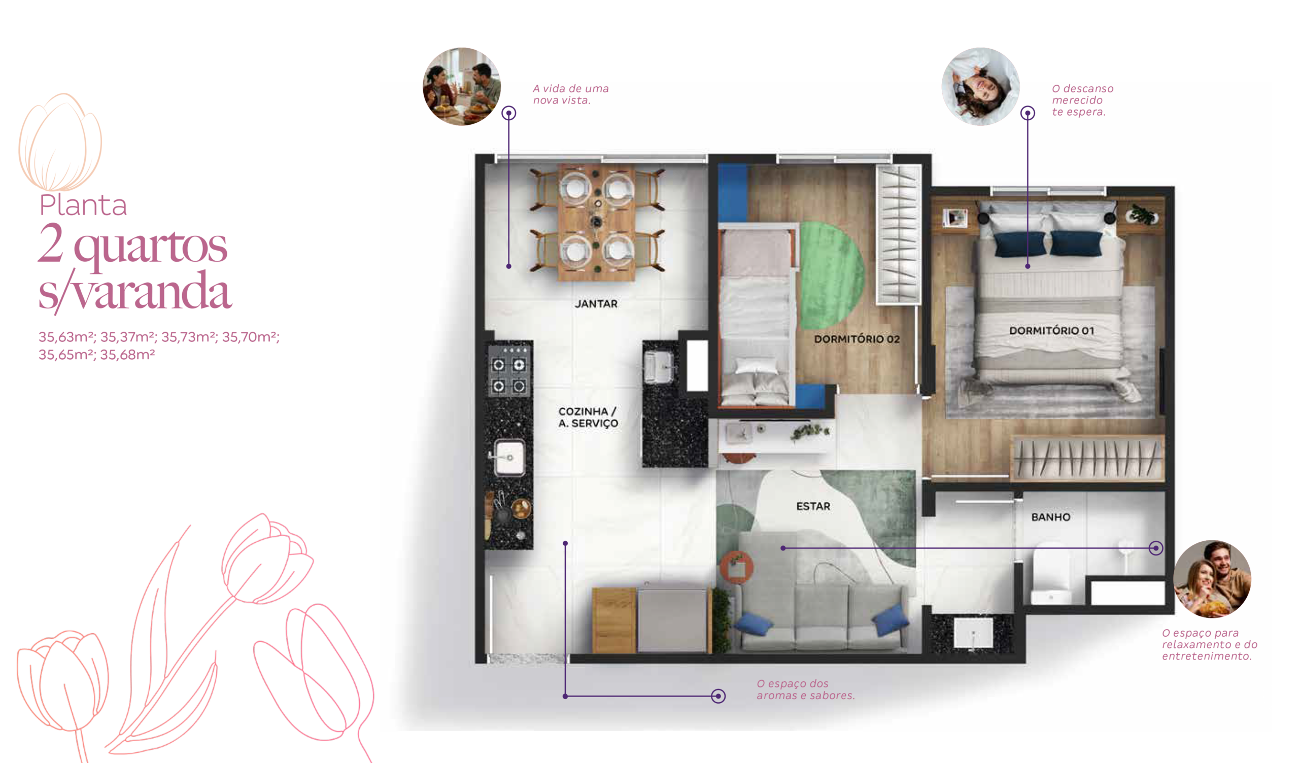 Planta Tipo B - 2 quartos